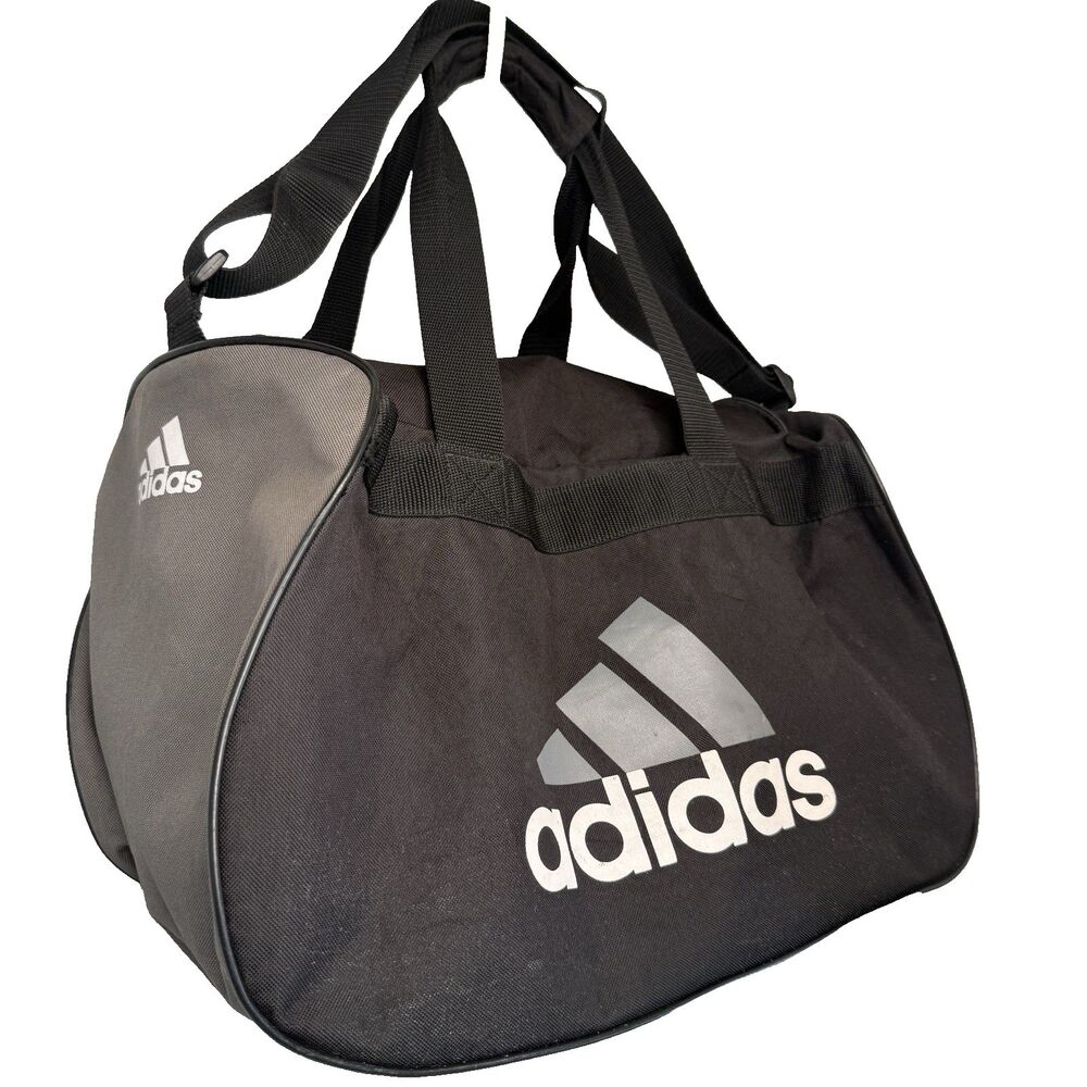 adidas Diablo Small 16x10x10 Duffel Gym Bag 20L Black Gray Zip Travel Strap EUC